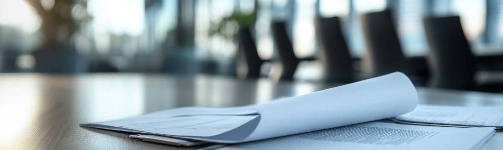 Documents Resting on a Table in an Office