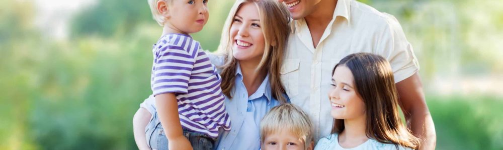 Lovely family resting in park outdoor